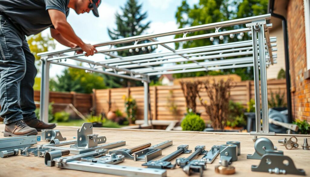 Montage der Terrassendach-Unterkonstruktion