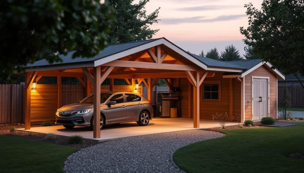 Carport mit Schuppen