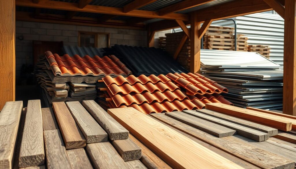 Holz und Dach Materialien