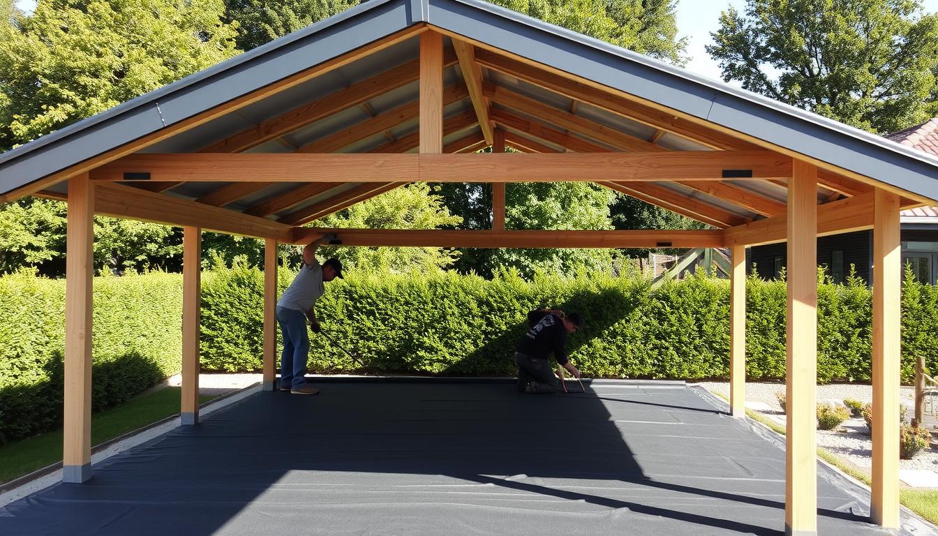 Carport Bitumendach verlegen