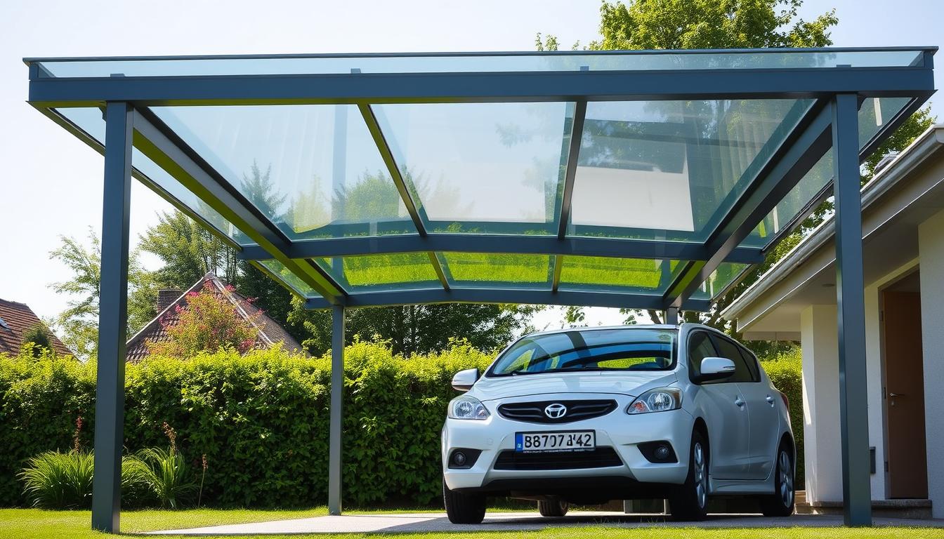 Carport Glasdach Installation